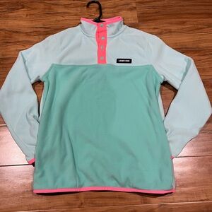 Lands' End Kids Girl’s Size XL (14-16) Mint and Coral Fleece Pullover